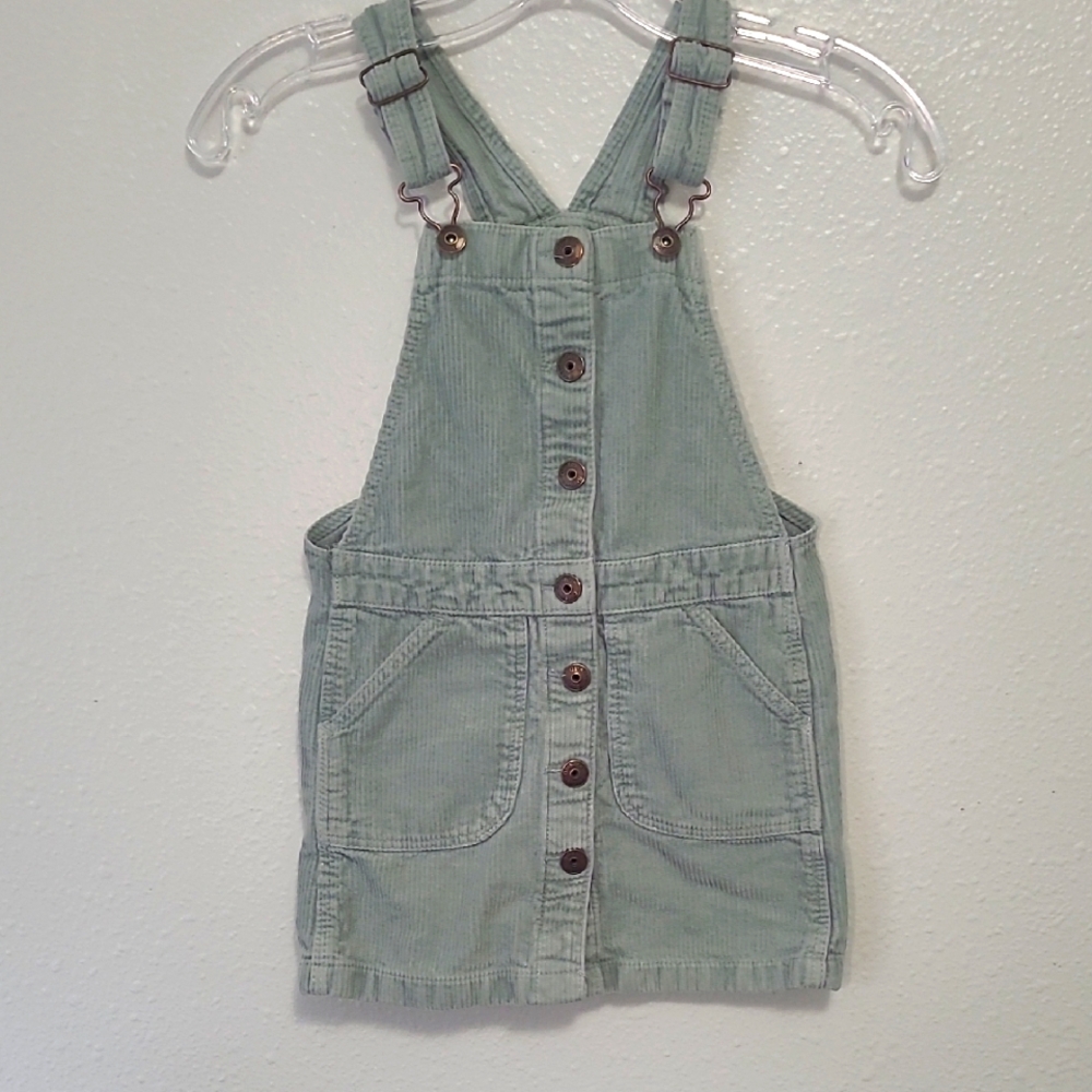 OshKosh B'gosh Soft Green Corduroy Overall Jumper Dress  6/6X